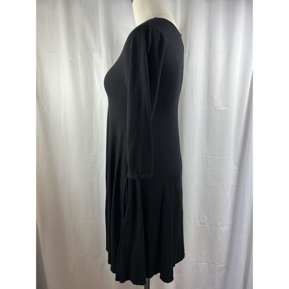 Anthropologie Bel Kazon Front Zip Fit Flare Long Sleeve black dress SMALL pocket - Picture 5 of 10